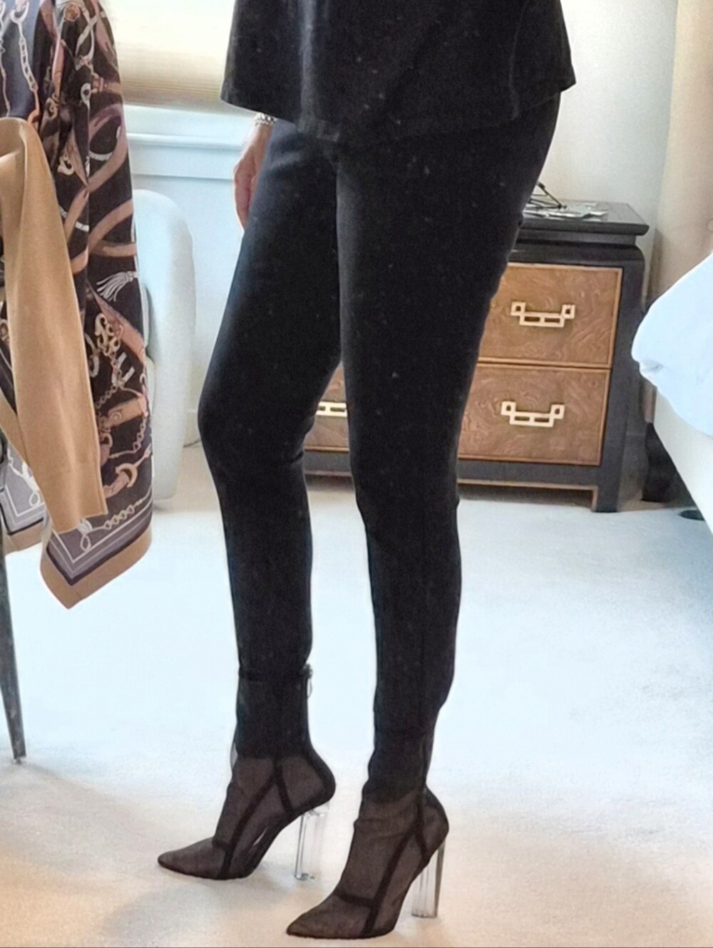 Cape Robbin Black Sheer Mesh Pointed-Toe Ankle Boots